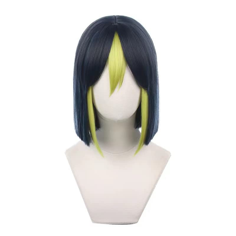 Tongtta Short Blue Green Cosplay Wigs Halloween Costume Party Wig for Women