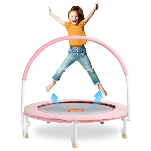 Pukomc 36'' Mini Trampoline with Foam Handle, Pink