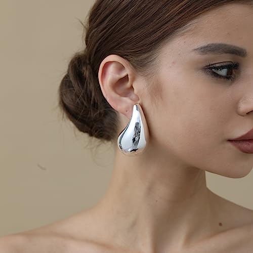 Extra Large Big Drop Earrings for Women, Oversized Chunky Gold Hoop Earrings Lightweight Hypoallergenic Gold Plated Earring Fashion Jewelry