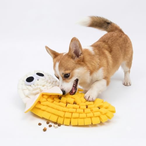 Image of Snuffle Mat for Dogs, Interactive Feeding Mat for Boredom and Slow Eating, Nosework Training Puzzle Toy for Dogs and Puppies, 18x32 CM, Travel Use (Banana Fun)