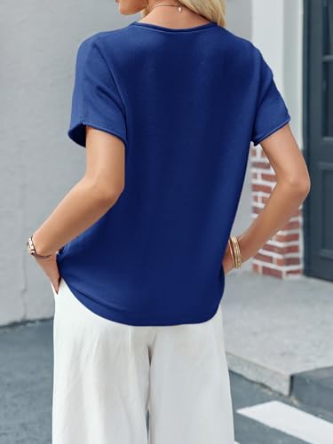 Image of Saodimallsu Women's Short Sleeve Lightweight Casual Crewneck Loose Fit Knit T-Shirt