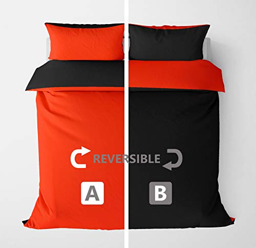 Adam's 4PC Duvet Cover Quilt Cover Complete Bedding Set Reversible Extremely Soft & Durable Comforter Cover Anti Allergic Microfibre Cover With Free Fitted Sheet Included Red Black Double - Image 2