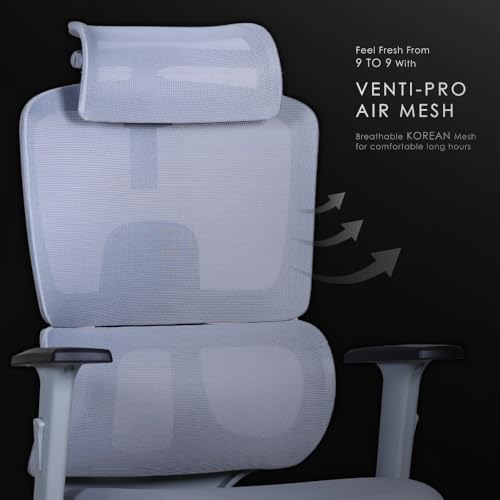 Image of Varaha Beast BIS Certified Ergonomic Office High Back Chair | 5 Year Warranty | Adjustable 2D Headrest, 3D PU Armrest, Seat Sliding Mechanism with 3 Multilock Recline| Gaming Desk Chair for Home| Grey