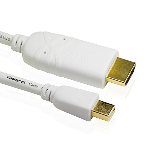 Cablesson Mini DisplayPort to HDMI Cable 1m for LCD TV Supports Audio New Thunderbolt Port Full HD 1080p 24k Gold Plated - White