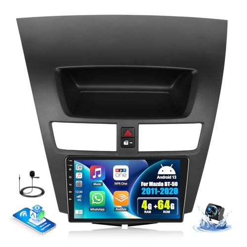 SIXWIN 4G+64G Android 13 Car Stereo for Mazda BT-50 2011-2020 9 Inch Touch Screen with CarPlay Android Auto Bluetooth Weather Forecast 59UI GPS Navigation WiFi Network Radio