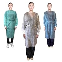 TNT Einwegkittel 30g/qm, Professionelle Einwegkittel mit Bündchen aus reiner Baumwolle, für Heimwerker. Farbe: Grün - Blau - Weiß. Menge 10 Stück (Menge 10 Stück)