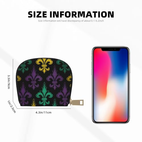 3d Fleur De Lis Mardi Gras Credit Card Holder Wallet, Leather Zipper Card Wallet For Women Ladies Rfid Blocking Card Case Small Coin Purse Accordion Wallet Gift2
