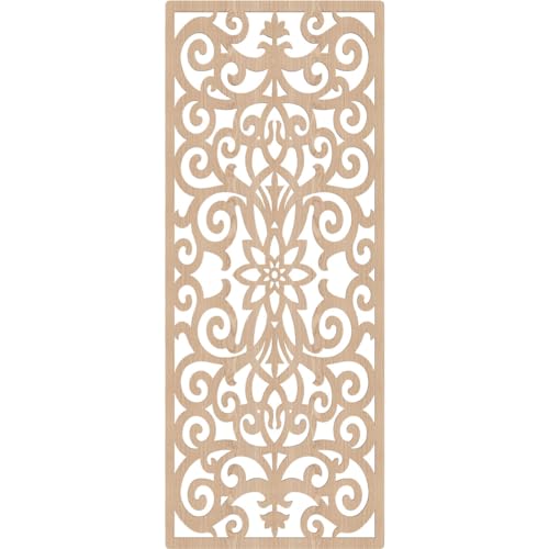 Image of Buel Decorative Pierced Fretwork Wood Wall Panels, 33 3 /8 inchW x 84 3 /8 inchH x 3 /8 inchT, Red Oak