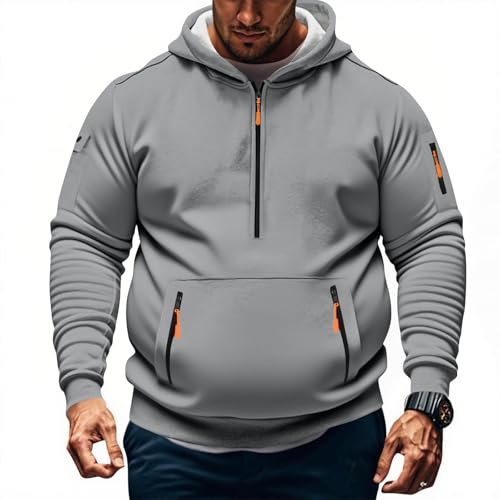 XUNRYAN Mens Fleece Hoodies Zip Up Pullover Plus Size Sweatshirt Baggy Hoodie Lightweight Winter Warm Thermal Tops Streetwear3