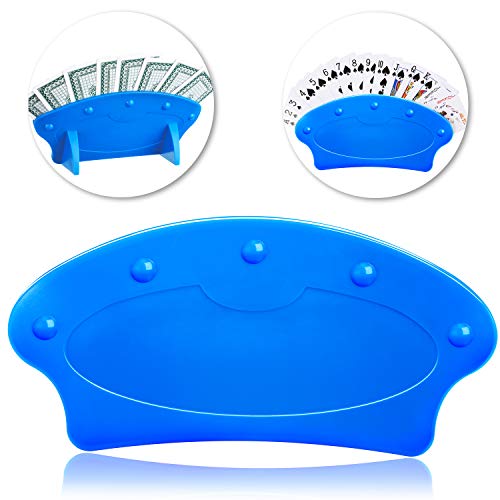 Porta Carte da Gioco Porta Carte a Mani Libere Clip Titolare del Poker in Piedi in Plastica a Forma di Ventaglio Blu Scatola per Carte da Gioco Clip da Poker per Fornitura di Giochi