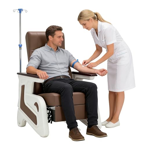 Silla médica reclinable eléctrica con reposabrazos y poste intravenoso, diseño ergonómico para hospital, clínica y hogar de ancianos
