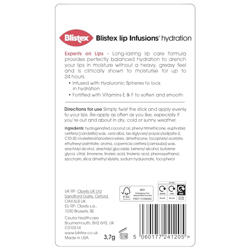 Blistex Lip Infusions Hydration Lip Balm, with Vitamin E and F, Pack of 12 - Image 3