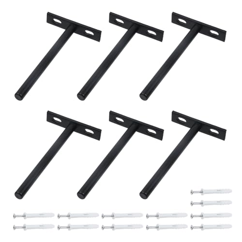 Antrader 5" Solid Steel Floating Shelf Brackets,Blind Shelf Supports,6Pcs