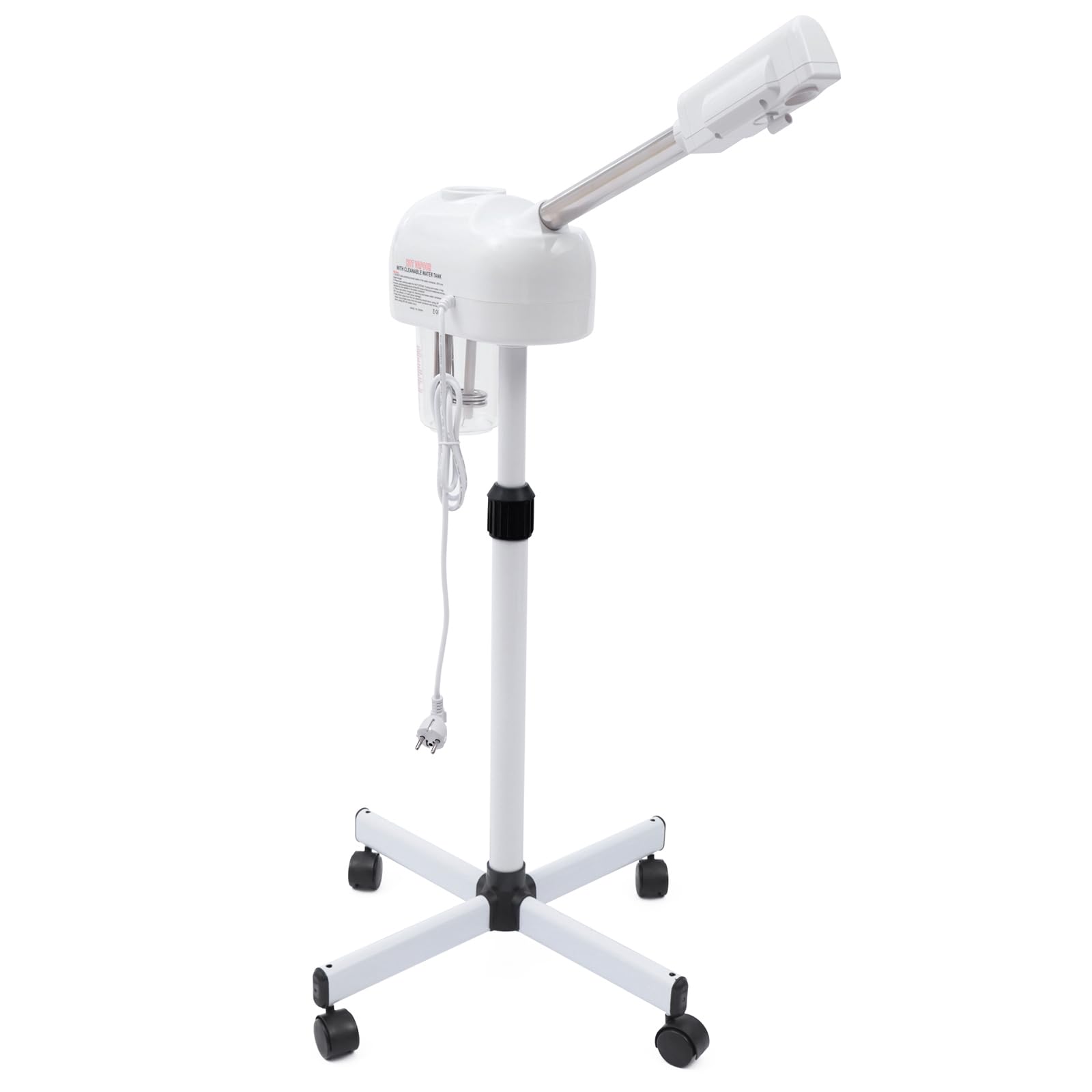 2 in 1 Gesichtsdampfer, Gesichtssauna Ozon Bedampfer mit Rollen, 360° Porenreiniger Dampf Spa Maschine für Zuhause Salon Spa