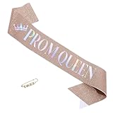 ZHBDPaty Prom Sash with Pearl Pin - Graduation and School Party Accessories (1pcs, Prom Queen)