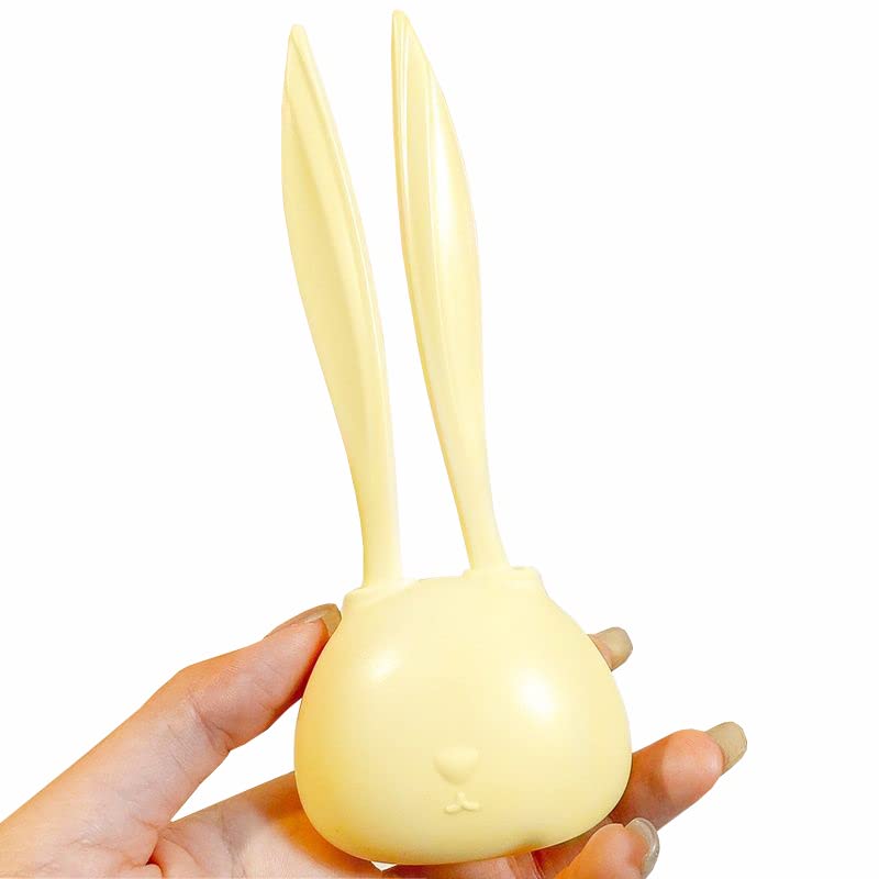 BYVUTE Eyebrow Razors Shavers, 2 PCS Cute Rabbit Ear Facial Hair Trimmer Razor for Women with Dustproof Store Holder, Painless, Dry Use (Yellow)