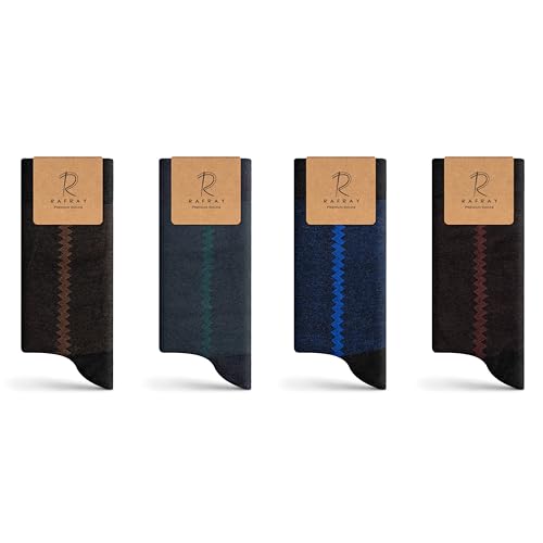 RAFRAY Bamboo Viscose Dress Socks Classic, Men's Premium Lightweight Thin Crew Socks With Gift Box, 4 Pairs, Size 7-11.5