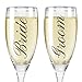 Bride and Groom Champagne Glasses - Set of 2 Elegant Toasting Flutes - Silver Wedding Champagne Glass Set - Wedding Glasses