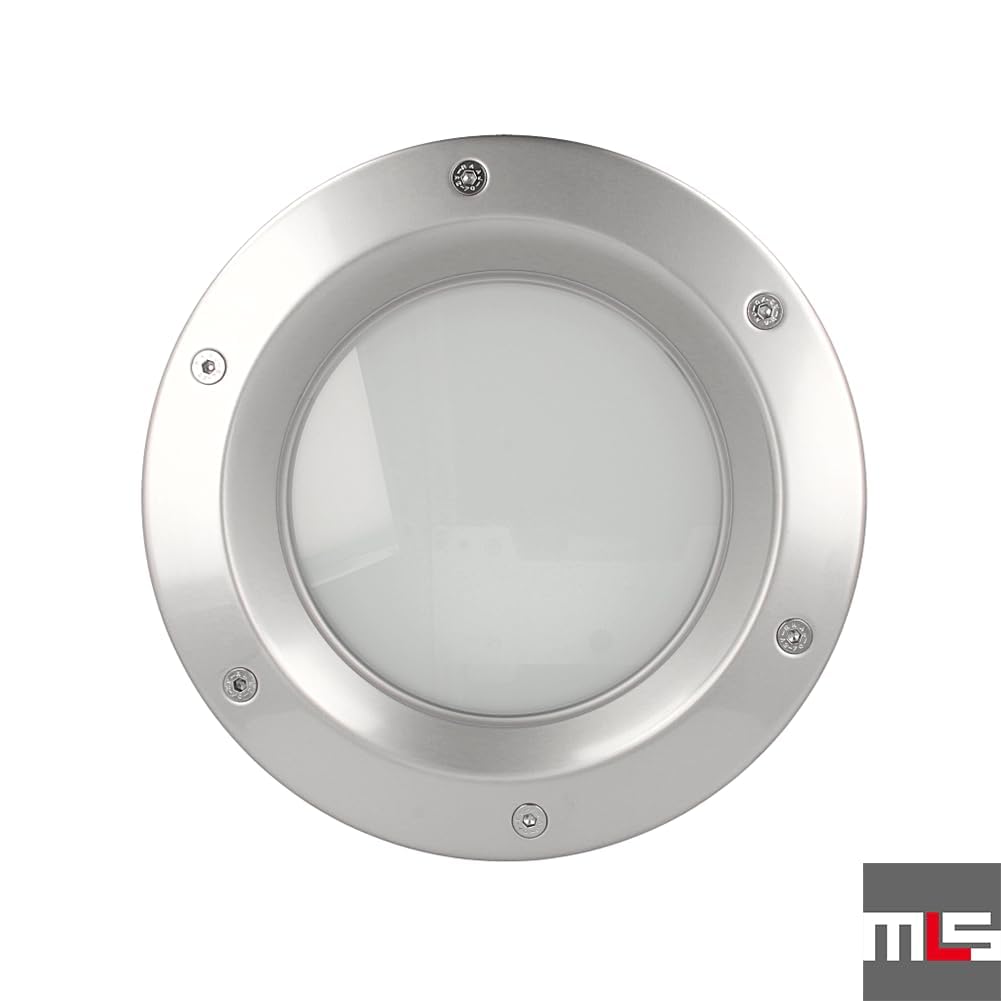 MLS Oblò B6000, Oblò per porte, in Acciaio Inox, Vetro di Sicurezza, Adatto ha Porte di 40 mm di Spessore, Viti di Fissaggio Visibili Ssu Entrambi i Lati, Diametro 250 mm, Vetro Smerigliato