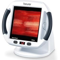 Lamparas Infrarrojos Amazon Beurer IL 50 Lámpara por infrarrojos compacta, 300 W, cristal cerámico, inclinación ajustable, con ventilador, alivio para dolores musculares, cervicales, color blanco, cristal 30 x 40 cm
