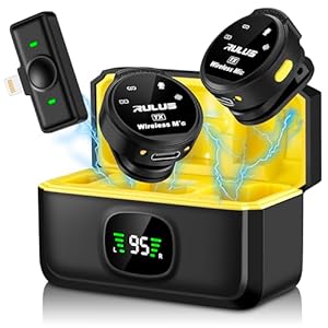 RULUS Wireless Lavalier Microphone for iPhone, 800mA/H Charging Case 30H Lapel Wireless Microphone, 2.4GHZ, Noise Cancellation,Reverb Mode for Video Recording Vlogging, YouTube, Interview (Lightning)