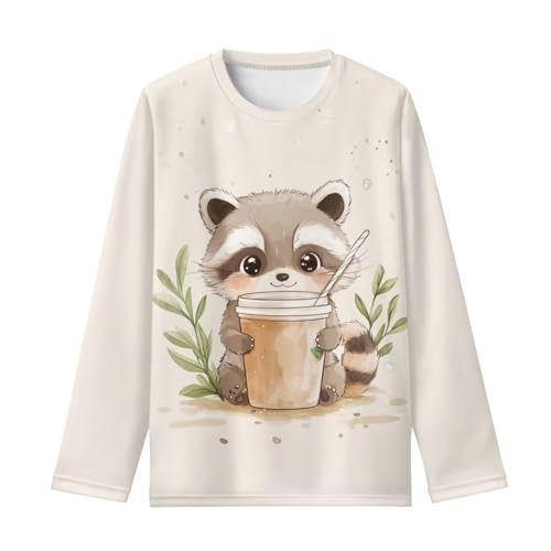 Image of Girls Long Sleeve Shirt with Cute Graphic Casual Pullover Tops 3-16Y