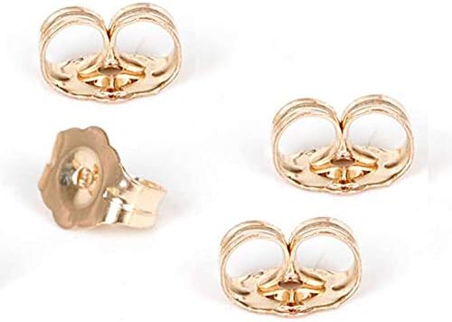 14K Gold Earring Backs - 4 Piece Replacement Earring Backs for Stud Ear Rings 2 Pairs