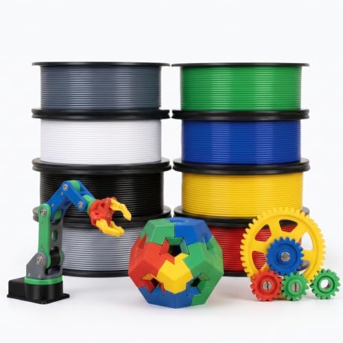 eSUN 250g*8 PLA Basic Filament Set 1.75mm | Speedy PLA Filament für 3D-Drucker, 250G*8 Spulen, insgesamt 2 kg, Schwarz+Kaltweiß+Grau+Silber+RGB-Rot+Gelb +Blau+Grün