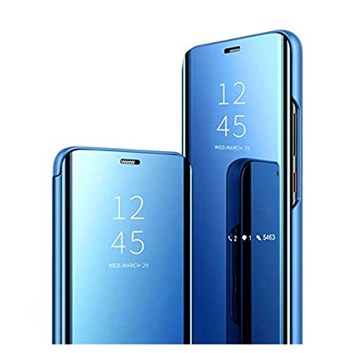 Clear View Standing Cover iPhone 11 case Luxury Mirror Flip case for Men, Mirror Make-up Flip case for Women, Flip Kickstand Smart Mirror Protective Cover for iPhone 11(6.1 inch). (Blue)