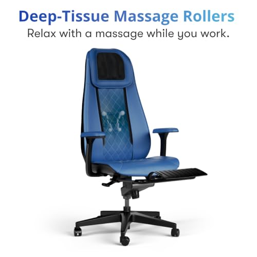 Image of Massage Office Chair - Elevate Your Workday with Our Reclining Office Chairs - Elegant and Timeless Blue Office Chair - Smart Massager Computer Chair