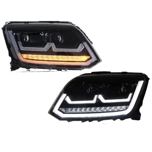 VOALVT Faros Delanteros Conjunto Para Amarok 2010-2020 Faros Delanteros LED (par) Con Luz Diurna LED Intermitentes Ámbar Proyector Frontal