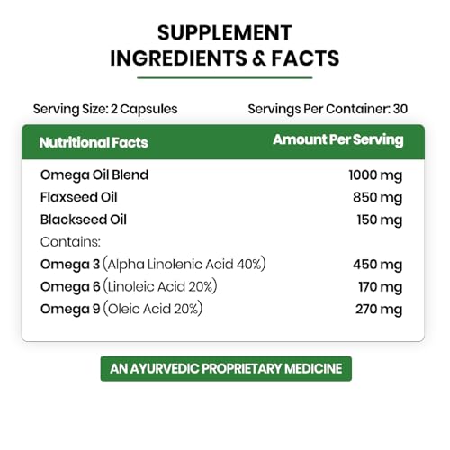 Image of Vlado's Himalayan Organics Vegetarian Omega 3 6 9 2000mg - Plant Based Essential Fatty Acids Supplement for Heart, Joint, Muscle & Skin Health - No Burps, Fish Free - 60 Veg Capsules (Pack of 3)