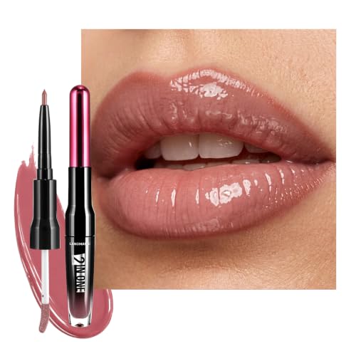 Image of LANGMANNI 2-in-1 Lip Liner & Gloss Duo,Shade 01 Dusty Rose Nude