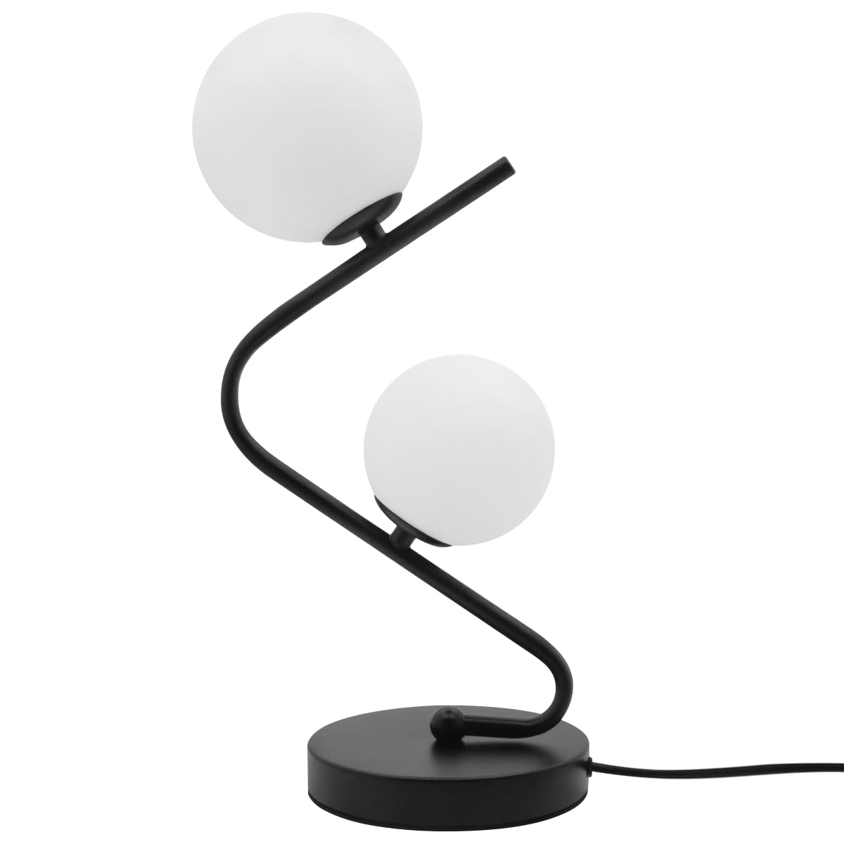 Long Life Lamp Company Black Twin Opaque Globe Table Lamp Retro Desk Lamp Frosted Glass Sphere Bedside Light T505