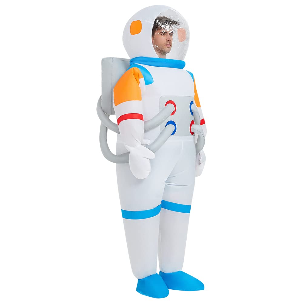 FXICH Disfraz de astronauta inflable, disfraz de astronauta para Halloween, disfraz divertido de cosmonauta (blanco), cosmonauta para adultos: 150-190 cm