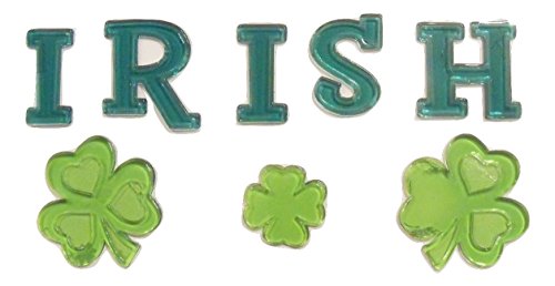 St. Patrick's Day Reusable Gel Window Clings ~ "Irish", Shamrocks (8 Clings, 1 Sheet)