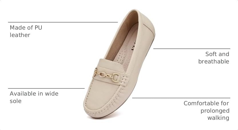 Image of Women's Business Loafers Work Casual Flats Shoes Lightweight Penny PU Leather Slip On Walking Shoes