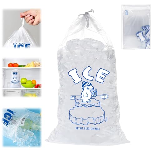 Lot de 10 sacs à glace robustes, pouvant supporter 3,6 kg, pour machine à glace, congélateur et sacs à glaçons réutilisables