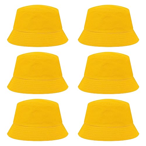 TOPTIE Bucket Hat 6 Pack, Packable Summer Hats for Men Women Yellow