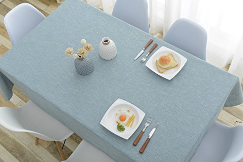 Nhomy Cotton Linen Tablecloth Blue Solid Tablecloth For Kitchen Rectangular Tablecloth Decorative Table Cloth (Blue, 51" X 86") #TOP2