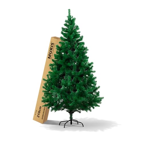 MURIS Árbol de Navidad Artificial, Altura de 210 cm, Estructura Desmontable, Ramas Abatibles, Soporte Metálico Plegable, MRS-ZW001-210