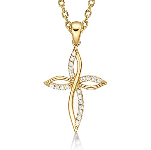 Collier croix femme or jaune massif 9 carats, bijou durable anti-ternissement