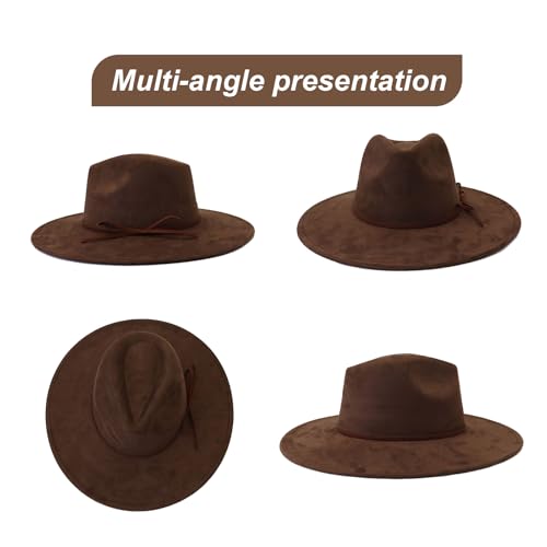 Image of Fedora Hats for Women Man with Big Wide Brim Classic Suede Panama Hat Western Outdoor hat