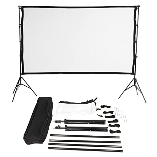 Tela do projetor de 120 polegadas com suporte, tela de filme 16: 9 HD interna e externa sem rugas, t