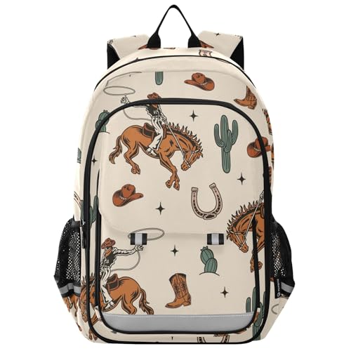 Western Cactus Cowboy Boho Backpack, School Backpack Lightweight