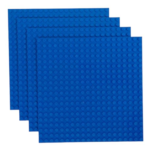 Image of Classic Baseplate - Building Kit for Toddlers & Kids - 20 x 20 Studs - 6.3 x 6.3 inches - Pack of 4 Baseplates - Compatible with Major Brands (Sky Blue)