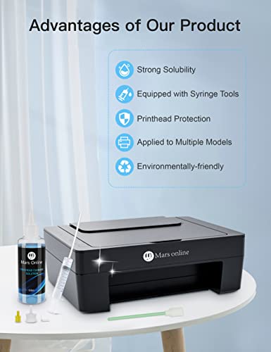 Mars Online Printhead Cleaning Kit Inkjet Printer Head Cleaner Compatible For Hp/Epson/Brother/Canon 8600 8610 8035 8710 6700 6900 / Epson 1430 2720 Et-2720 Et-2750, 100Ml, Kit 2 #TOP4