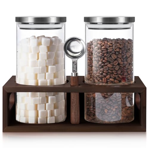 ComSaf Recipientes de café con estante, recipiente de café para cocina