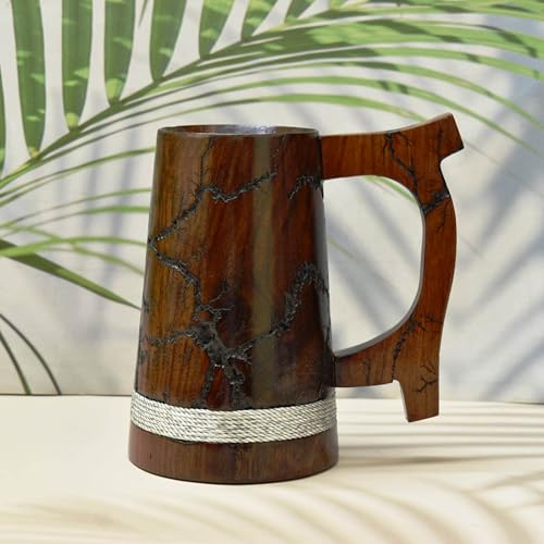 India House Lichtenberg Chopes à bière en bois brûlé, chopes à bière artisanales pour garçons d'honneur, chope Viking, cadeau d'anniversaire pour homme, chope à bière en bois (Lichtenberg)