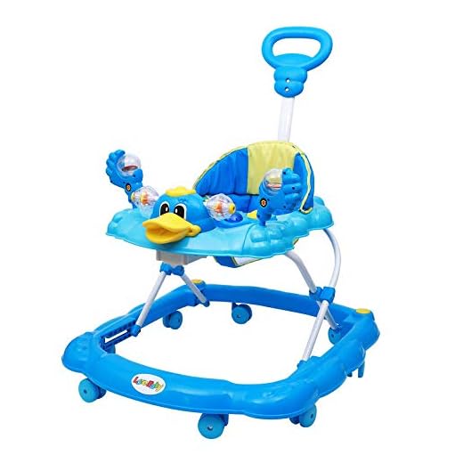 Nishu Soft Seat Baby Walker with Handle, Adjustable Height and Musical Tray and Toys (6 Months to 3 Years) Colour - Blue, RED, Pink(Design & Colour May Vary)